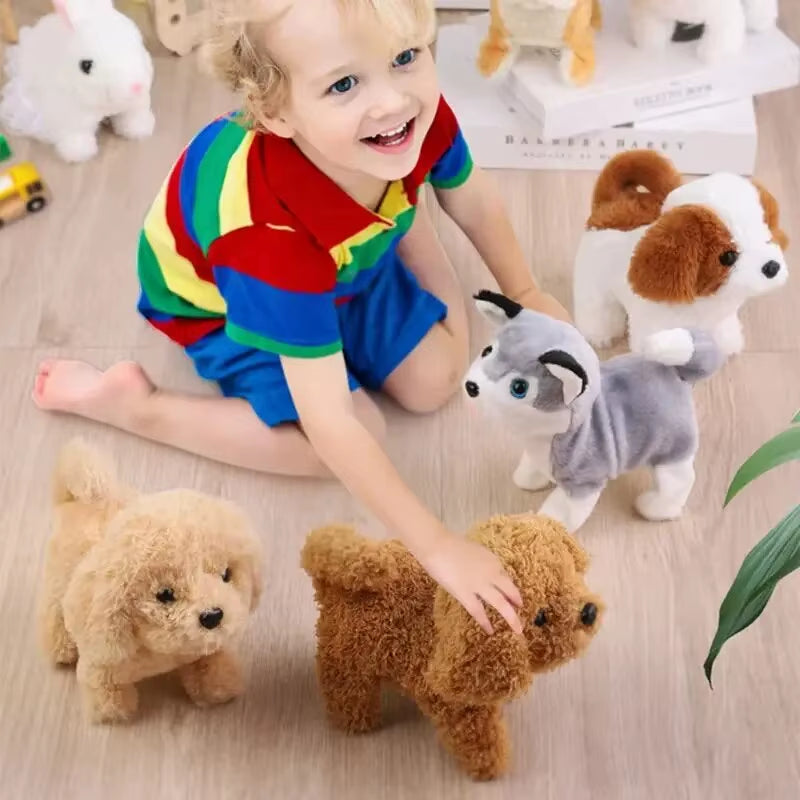 Realistic Plush Simulation Smart Dog Children Toy Can Walking and Call Electric Plush Robot Pet Dog Toddler Christmas Gift